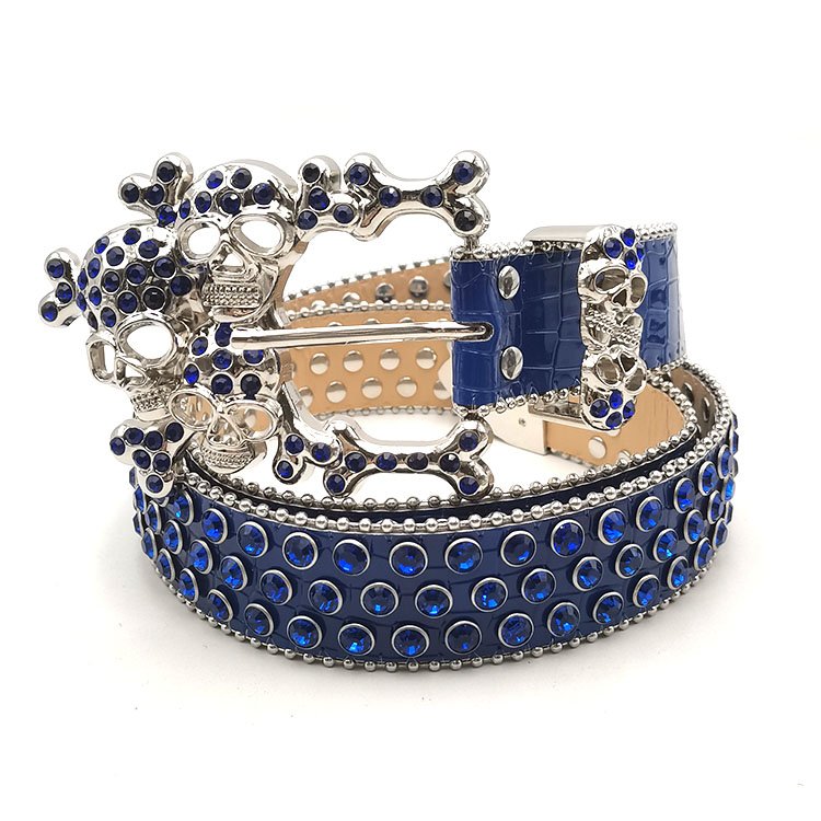 New rhinestone belt with skull buckle