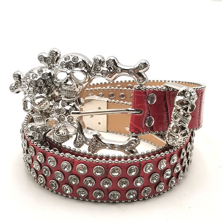 New rhinestone belt with skull buckle