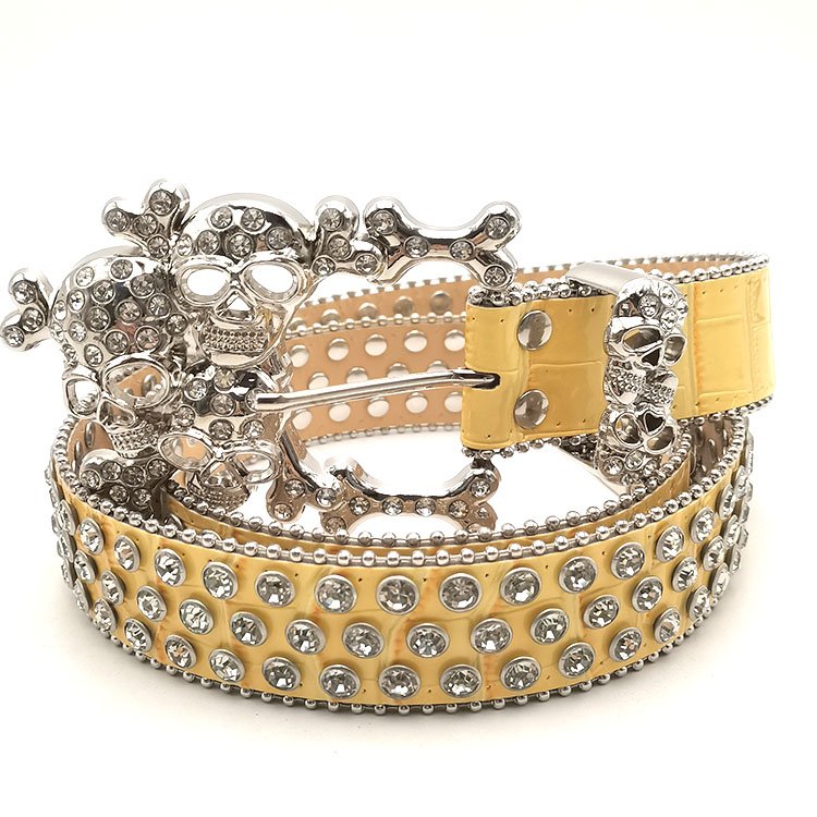 New rhinestone belt with skull buckle
