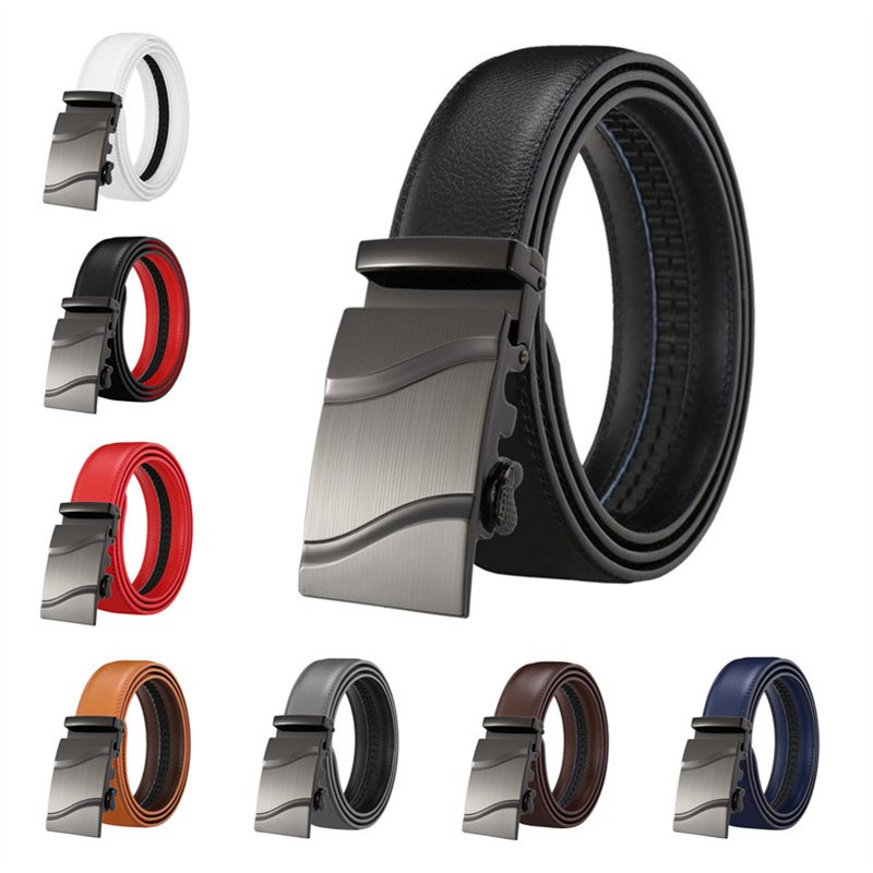 LQbelt Classic Men's Automatic buckle belts Genuine Leather Belt for men custom logo OEM factory ratchet belt
