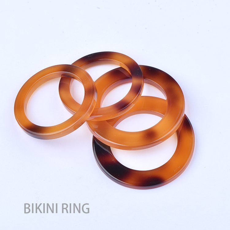 Large O-rings Swimwear Connector Round Resin Plastic Shell Tortoiseshell Buckles Tortoise Shell Ring