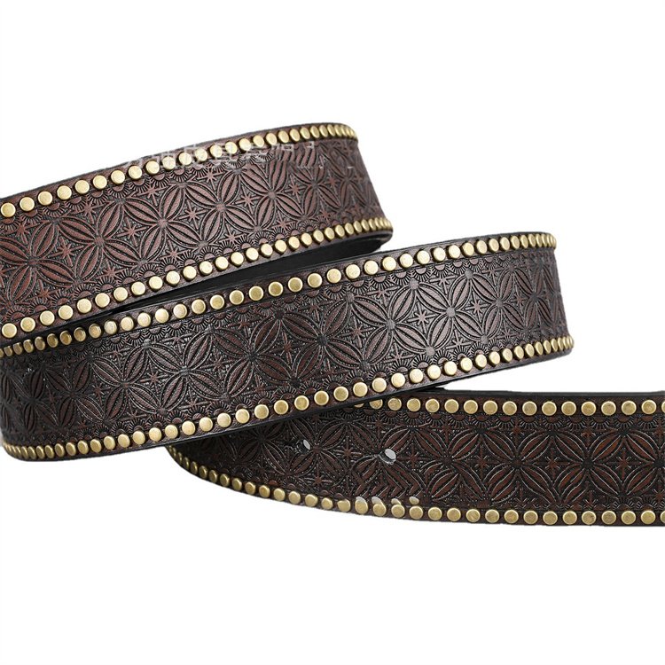 Men Women Western-Cowboy-Belt PU Leather Floral Engraved Bull Buckle-Belts for Jeans western buckles men cowboy belt