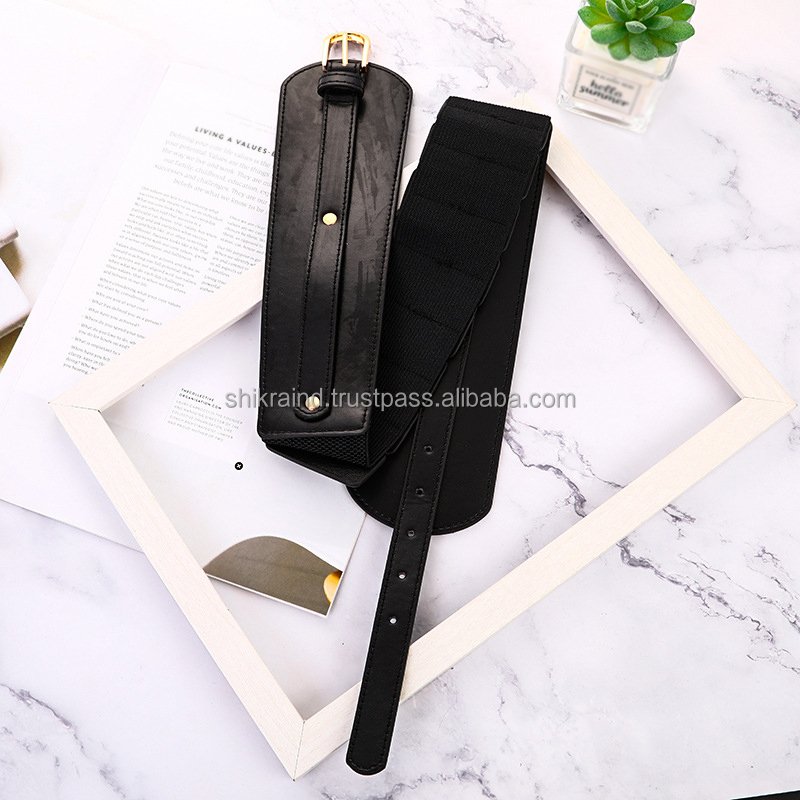 Luxury Ladies Wide Belt Elastic Vintage Buckle Leather Wide Fashion Wild Pin Buckle Women Belt Waist Seal Belt