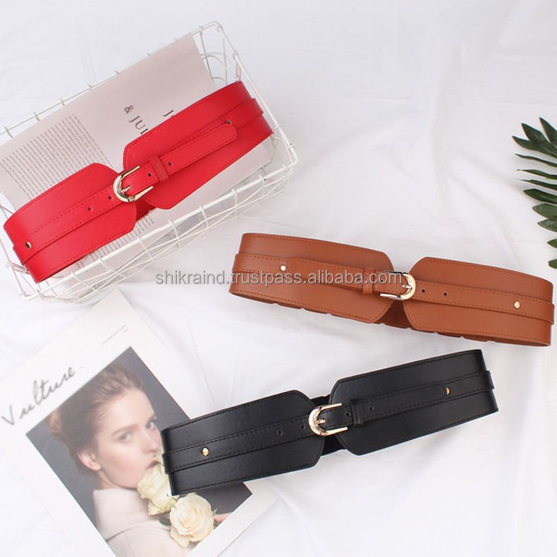 Luxury Ladies Wide Belt Elastic Vintage Buckle Leather Wide Fashion Wild Pin Buckle Women Belt Waist Seal Belt