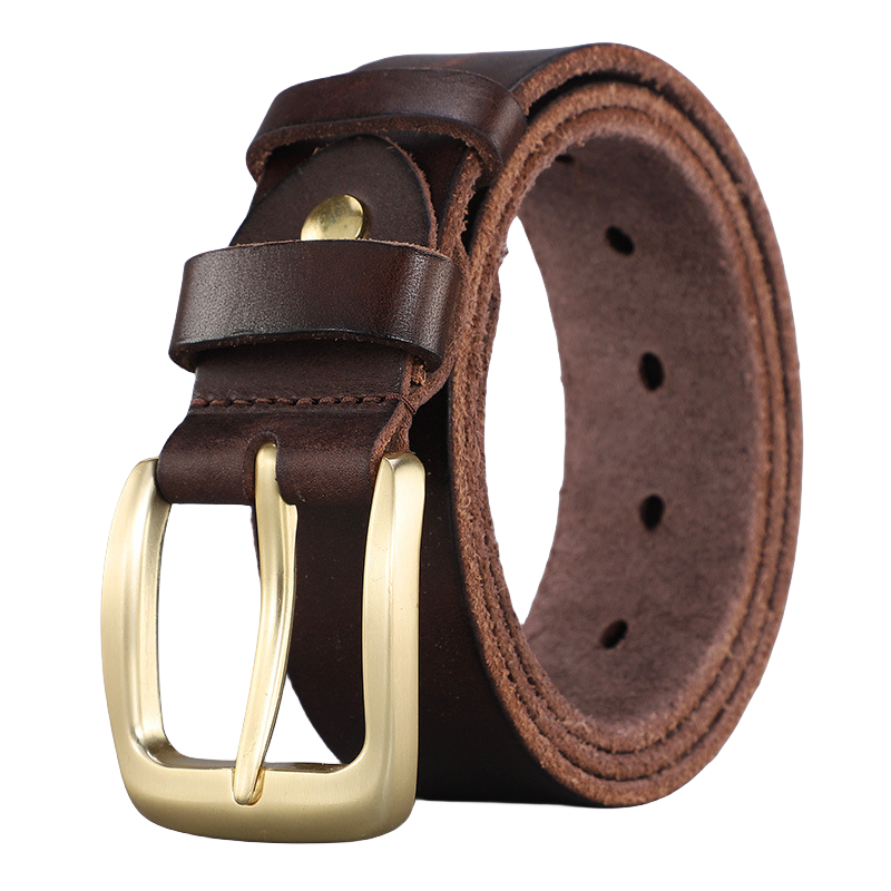 Popular Fashion Cow Leather Pin Buckle Handmade Belt Men's Genuine Leather Jeans Dress Belts