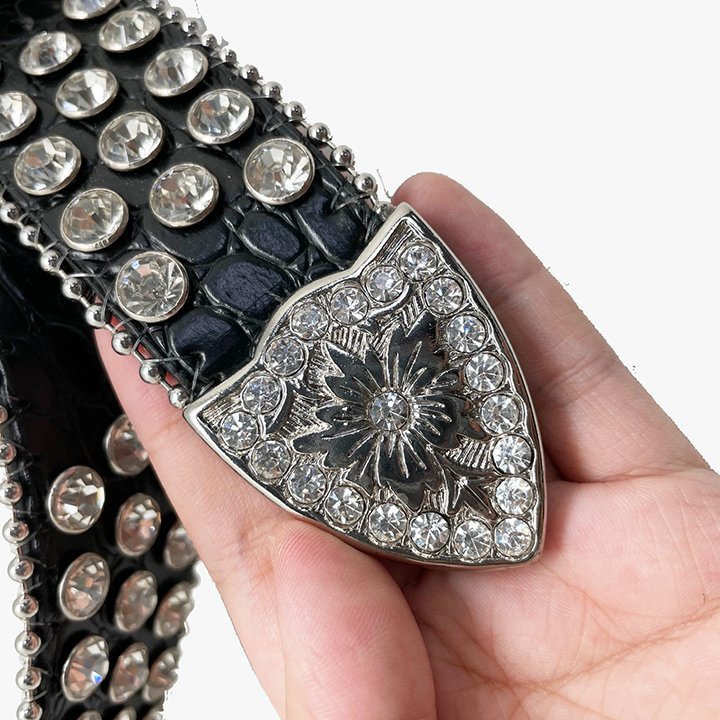 Christmas Shine Bling Bling Red and Black Buckle Rhinestone Leather Belt for Men Big Size 5XL Waist