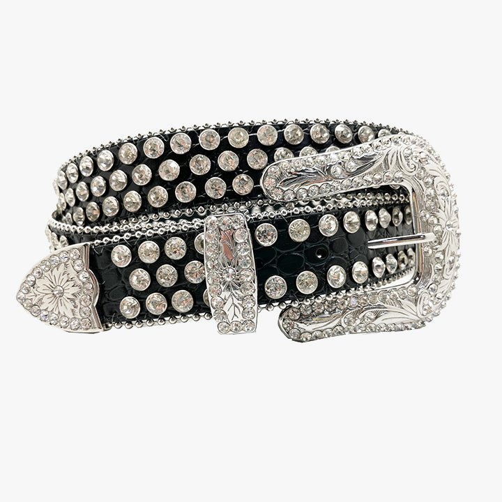 Christmas Shine Bling Bling Red and Black Buckle Rhinestone Leather Belt for Men Big Size 5XL Waist