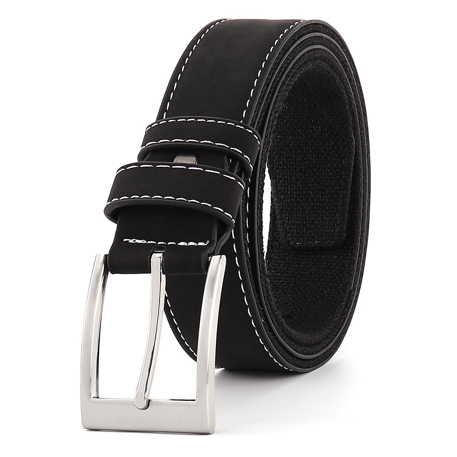 Double sided material belt PU canvas perforated leather belt alloy pin buckle men's casual belt
