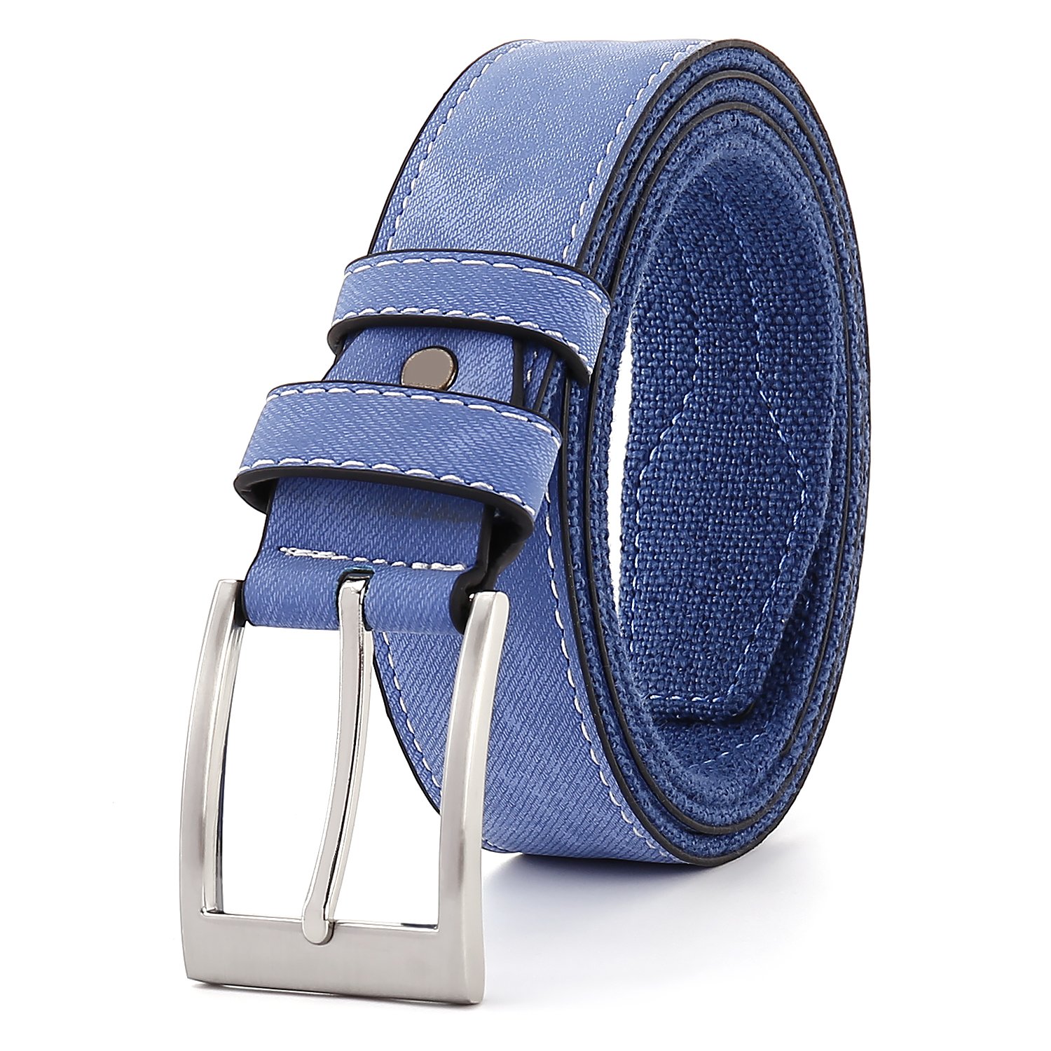 Double sided material belt PU canvas perforated leather belt alloy pin buckle men's casual belt
