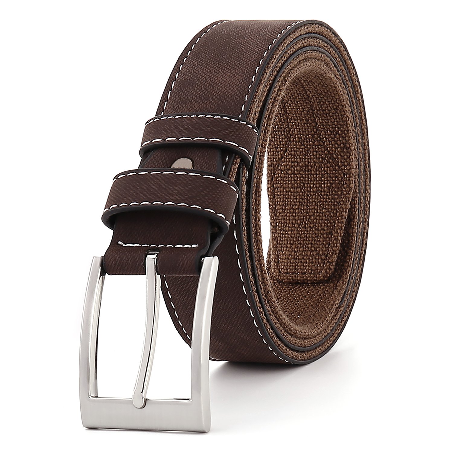 Double sided material belt PU canvas perforated leather belt alloy pin buckle men's casual belt