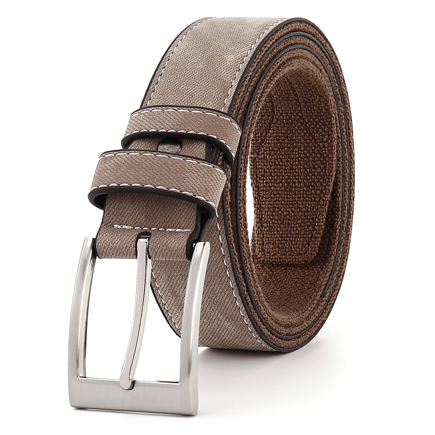 Double sided material belt PU canvas perforated leather belt alloy pin buckle men's casual belt