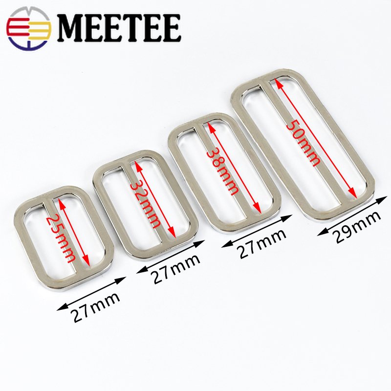 Meetee BF675 20-50mm Garment Webbing Hook Handbag Accessories Belt Buckle Alloy Bag Strap Buckles Tri-glide Slider Adjust Clasp