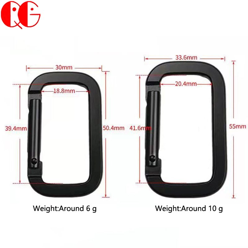 Mountaineering Button D Shape Spring Buckle Hook Multifunctional Square Carabiner Aluminum Backpack Buckle Hiking Key Ring