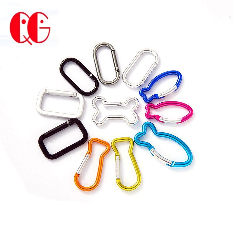 Mountaineering Button D Shape Spring Buckle Hook Multifunctional Square Carabiner Aluminum Backpack Buckle Hiking Key Ring