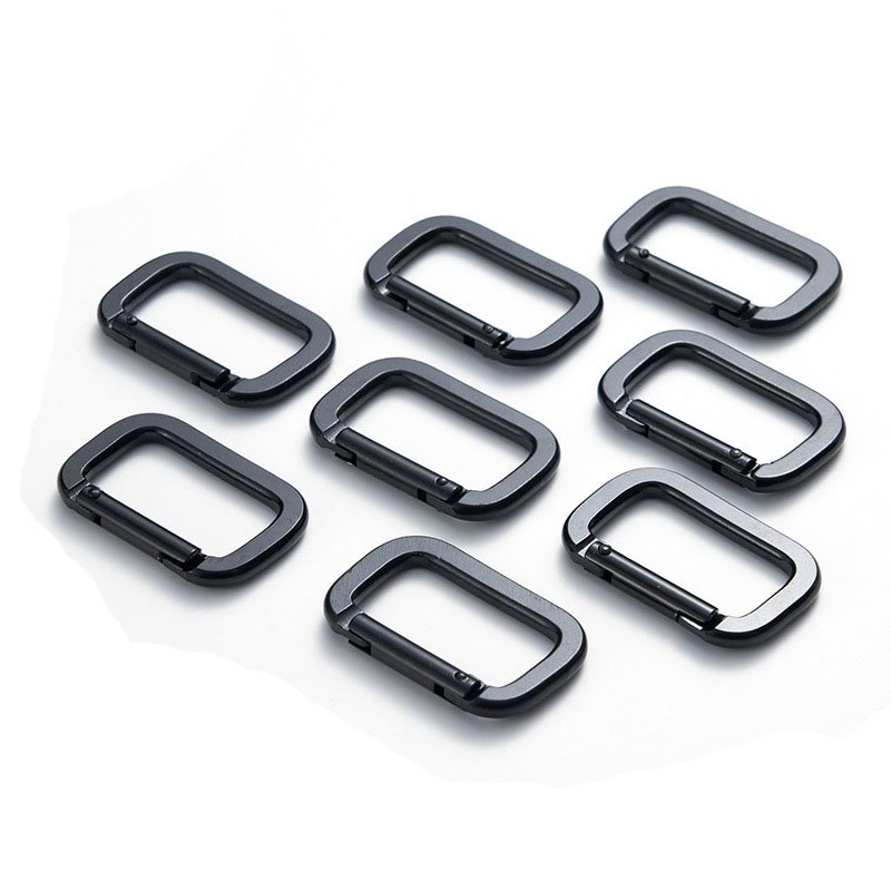 Mountaineering Button D Shape Spring Buckle Hook Multifunctional Square Carabiner Aluminum Backpack Buckle Hiking Key Ring
