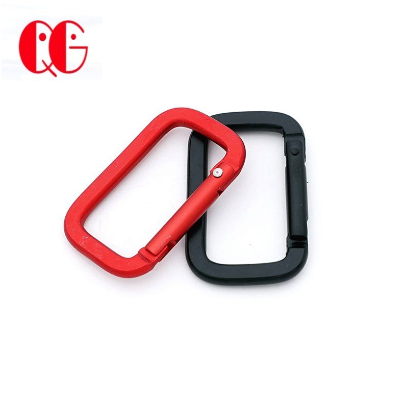 Mountaineering Button D Shape Spring Buckle Hook Multifunctional Square Carabiner Aluminum Backpack Buckle Hiking Key Ring