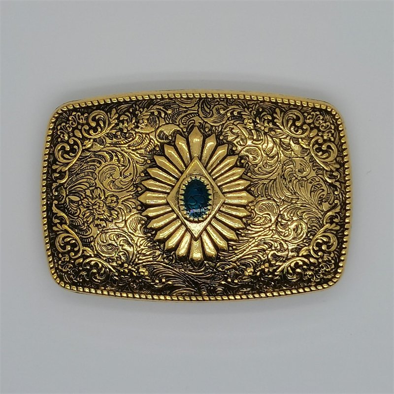 European American Fashion Belt Buckle Turquoise Western Cowboy Style Smooth Zinc Alloy Retro Casual Style Customized Logo Print