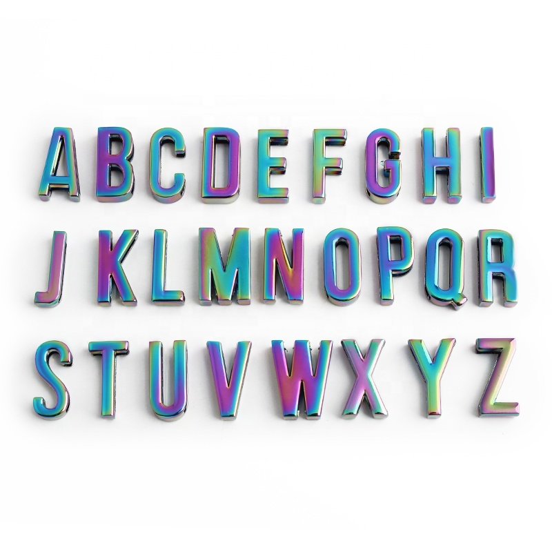 Rainbow Color Zinc Alloy Hollow Wear With Metal Letters Buckle A-Z Alphabet Letter Charm Buckle For Belt Straps/Pet Collars