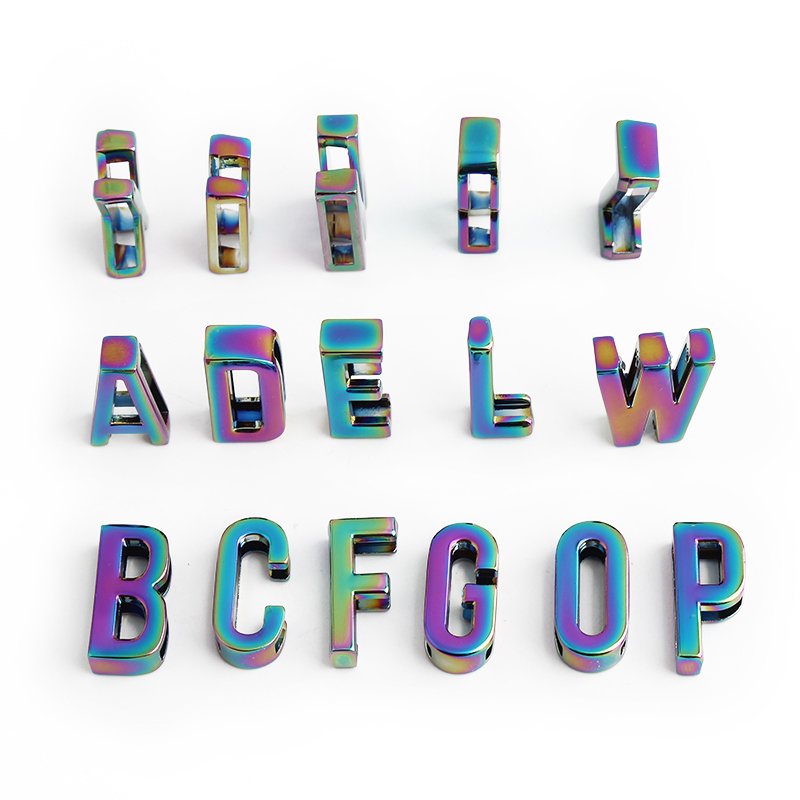 Rainbow Color Zinc Alloy Hollow Wear With Metal Letters Buckle A-Z Alphabet Letter Charm Buckle For Belt Straps/Pet Collars