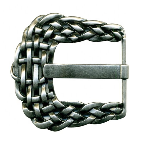 Custom Round Handmade Weaving Zinc Alloy Buckle With PE Rattan For Fashion Straps Belt Buckle Custom 3D Fashion