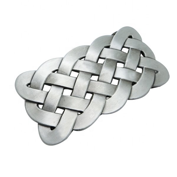 Custom Round Handmade Weaving Zinc Alloy Buckle With PE Rattan For Fashion Straps Belt Buckle Custom 3D Fashion