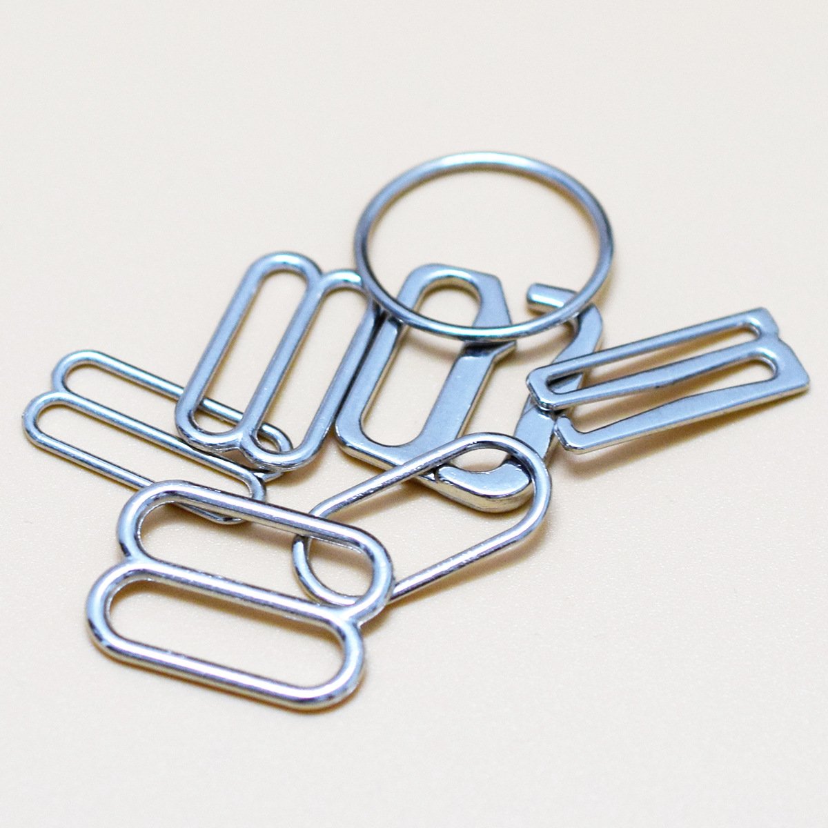 Ring and Slider Nylon Coated White Hook and Eye for Lingerie Accessories Bra Buckle Gold for Elastic Stripes Wholesale 10mm