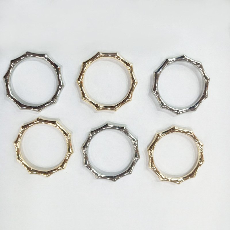 Rustproof Gold Bamboo Shape Bikini Connector Metal Silver Plated Bikini O Ring Buckle For Underwear Swimwear Hardware Accessory