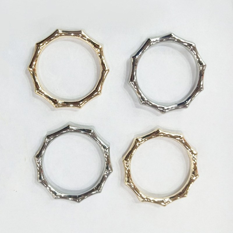 Rustproof Gold Bamboo Shape Bikini Connector Metal Silver Plated Bikini O Ring Buckle For Underwear Swimwear Hardware Accessory