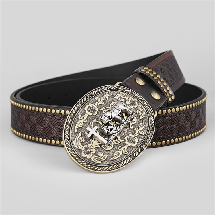 Metal belt buckle manufacturers designer cowboy leather belt with buckle for men