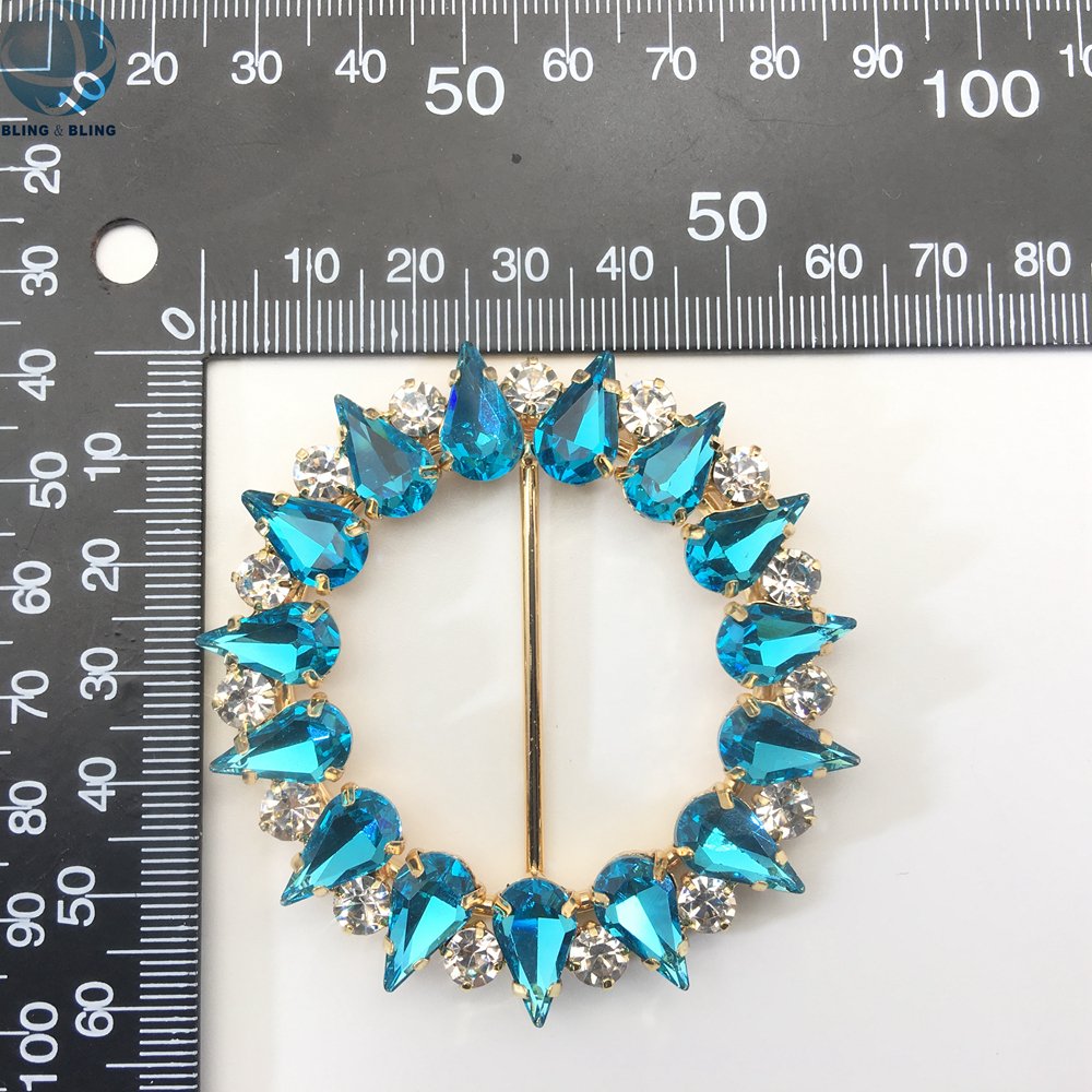 60mm Round Rhinestone Crystal Metal Adjustable Waist Belt Buckle Slider Scarf Ring Shoes Buckle Brooch Decoration Accessories