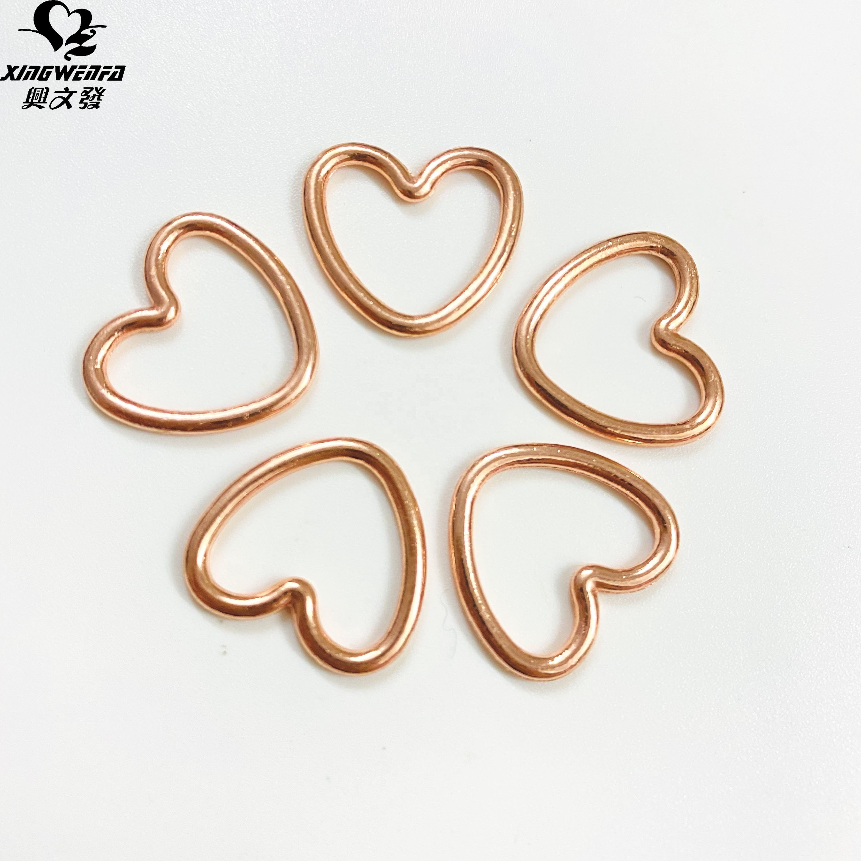 15mm Eco friendly Bra buckle bra strap metal heart shape adjuster ring zinc alloy rose gold heart ring