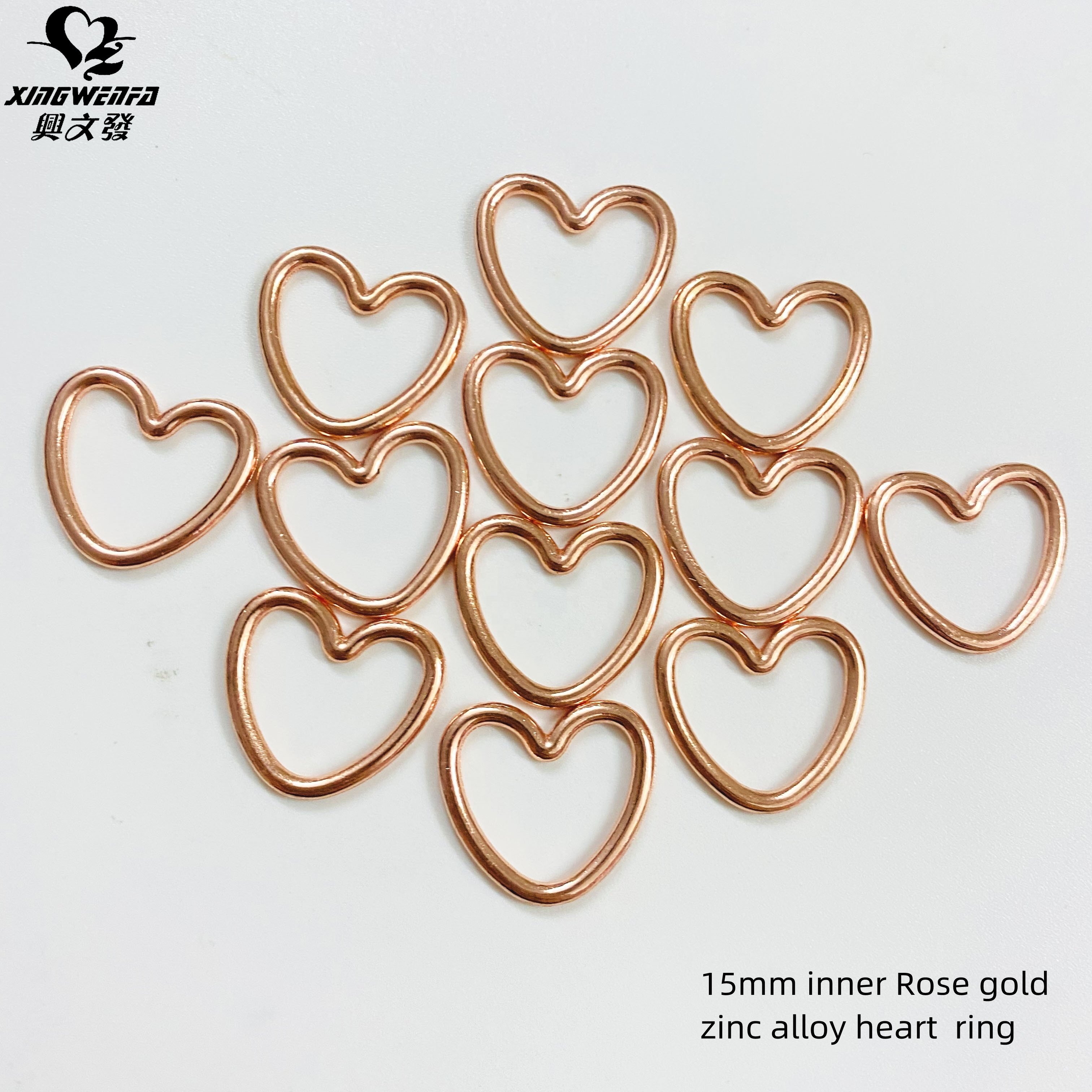 15mm Eco friendly Bra buckle bra strap metal heart shape adjuster ring zinc alloy rose gold heart ring