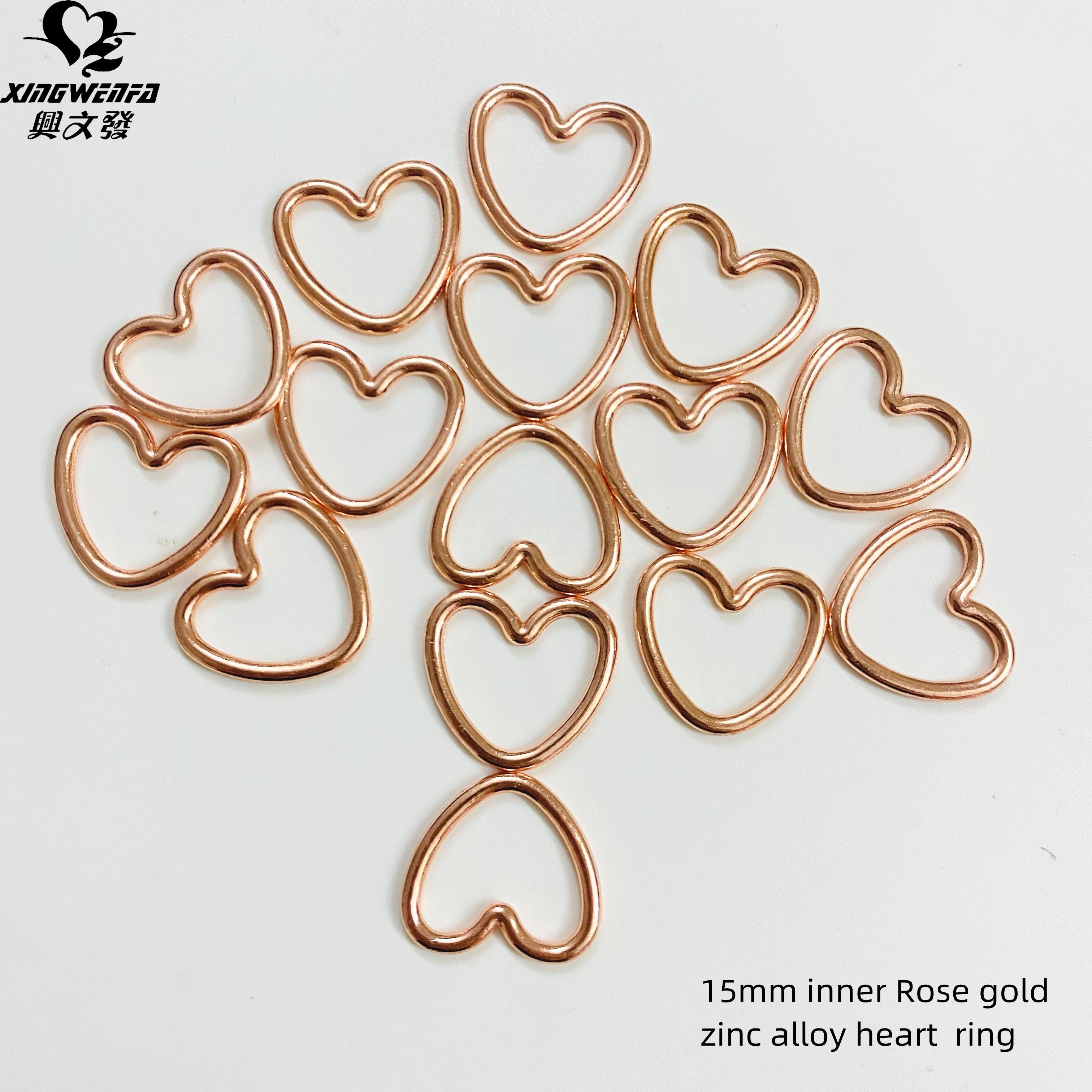 15mm Eco friendly Bra buckle bra strap metal heart shape adjuster ring zinc alloy rose gold heart ring