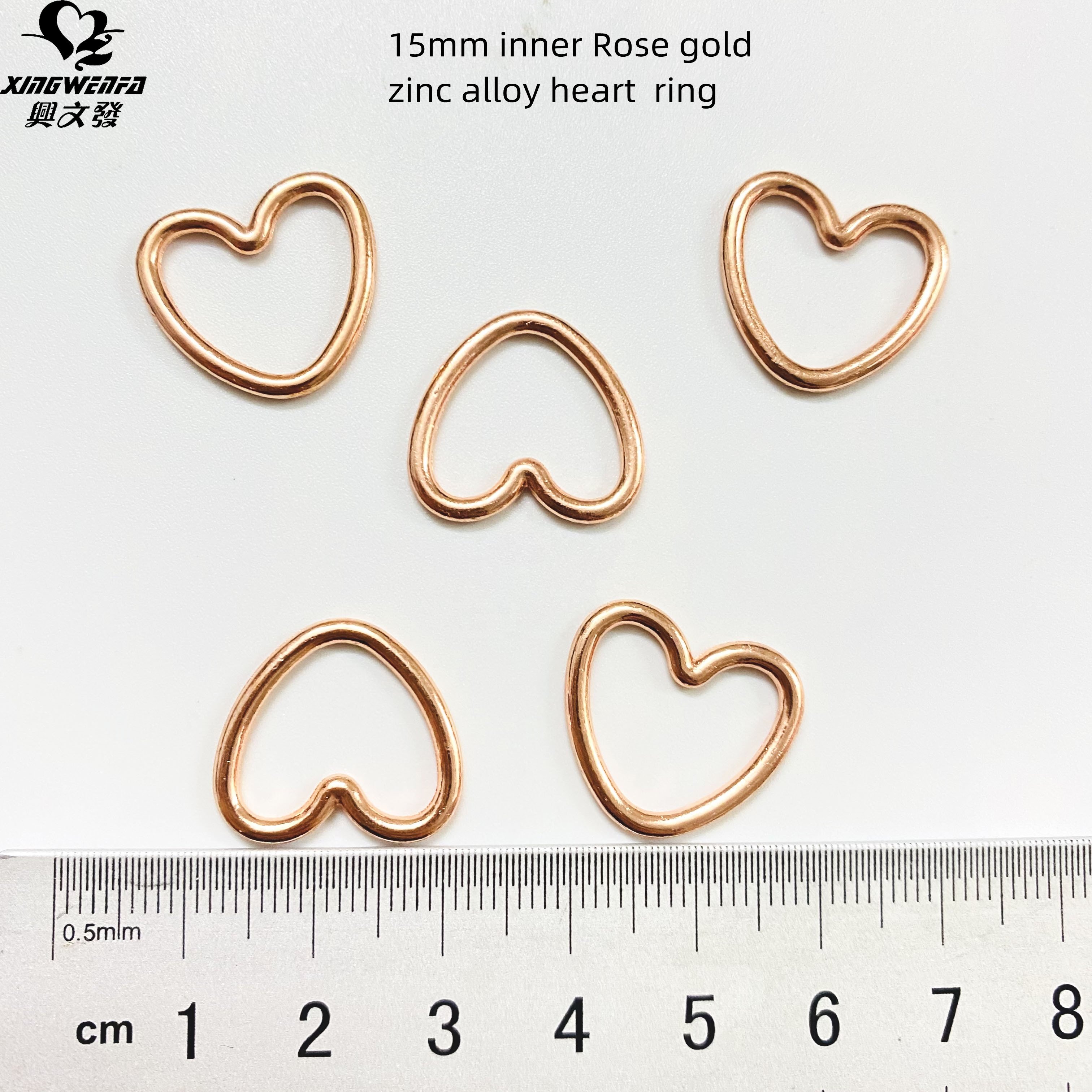 15mm Eco friendly Bra buckle bra strap metal heart shape adjuster ring zinc alloy rose gold heart ring