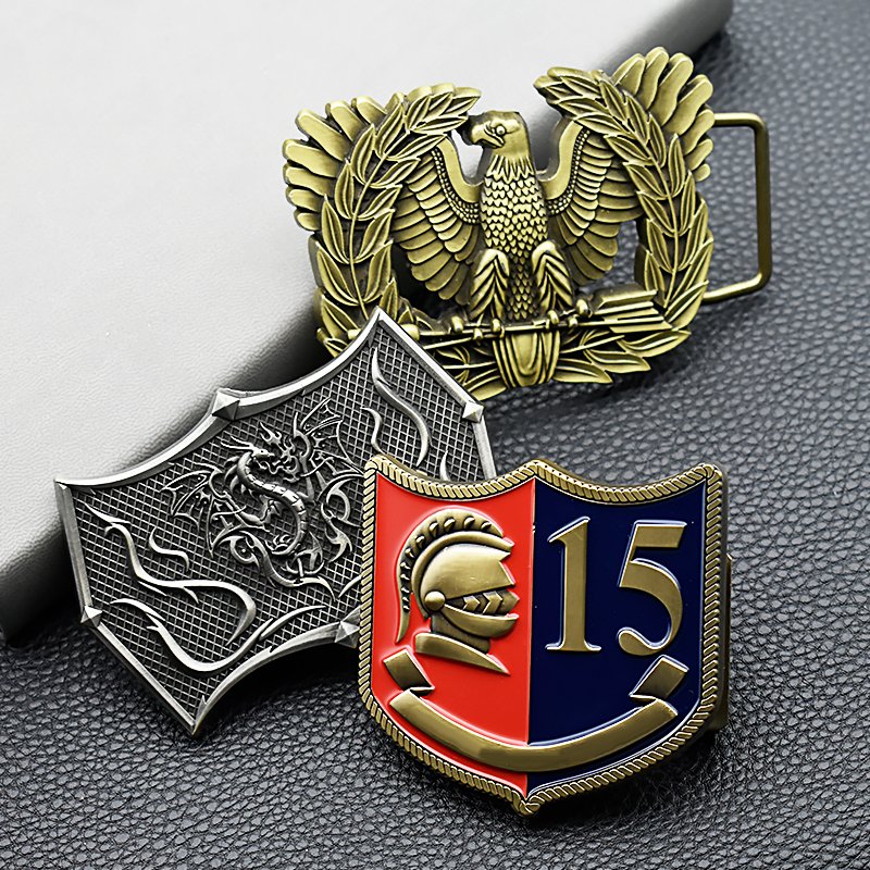 Custom Wholesale custom Crafts soft enamel color 3D zinc alloy silver plated metal belt buckle logo