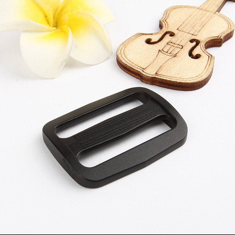 Backpack strap adjustable 3-way black webbing loop plastic ring square bag buckle