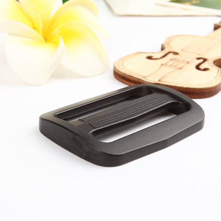 Backpack strap adjustable 3-way black webbing loop plastic ring square bag buckle
