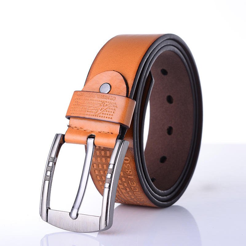 Hot Sale High Quality Men Classic Vintage Alloy Pin Buckle Luxury Strap Cow Genuine Leather Belt Wholesale