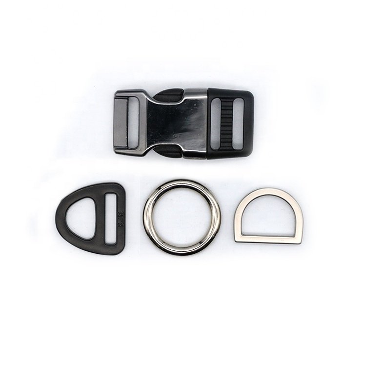 KJM Large Dog Harness Accessories Metal Side Release Clip Triangle D Ring O Shape Pet Collar Buckle