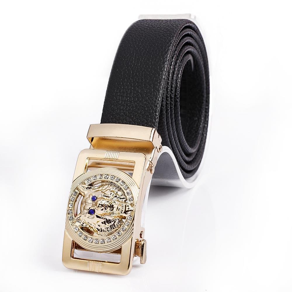 Hot sales male metal Wolf coyote Head Automatic animal Buckle PVC Belt Factory Wholesale Business Casual
