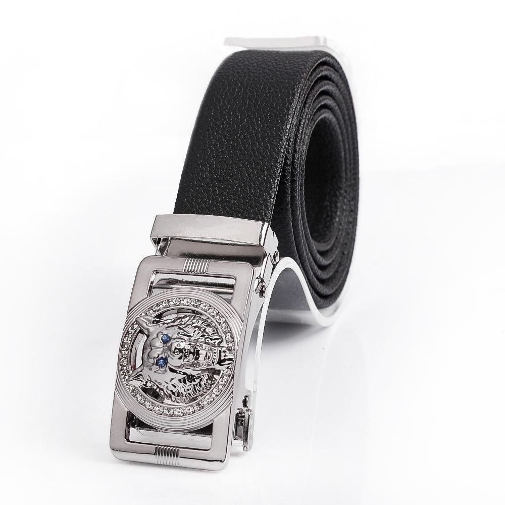 Hot sales male metal Wolf coyote Head Automatic animal Buckle PVC Belt Factory Wholesale Business Casual