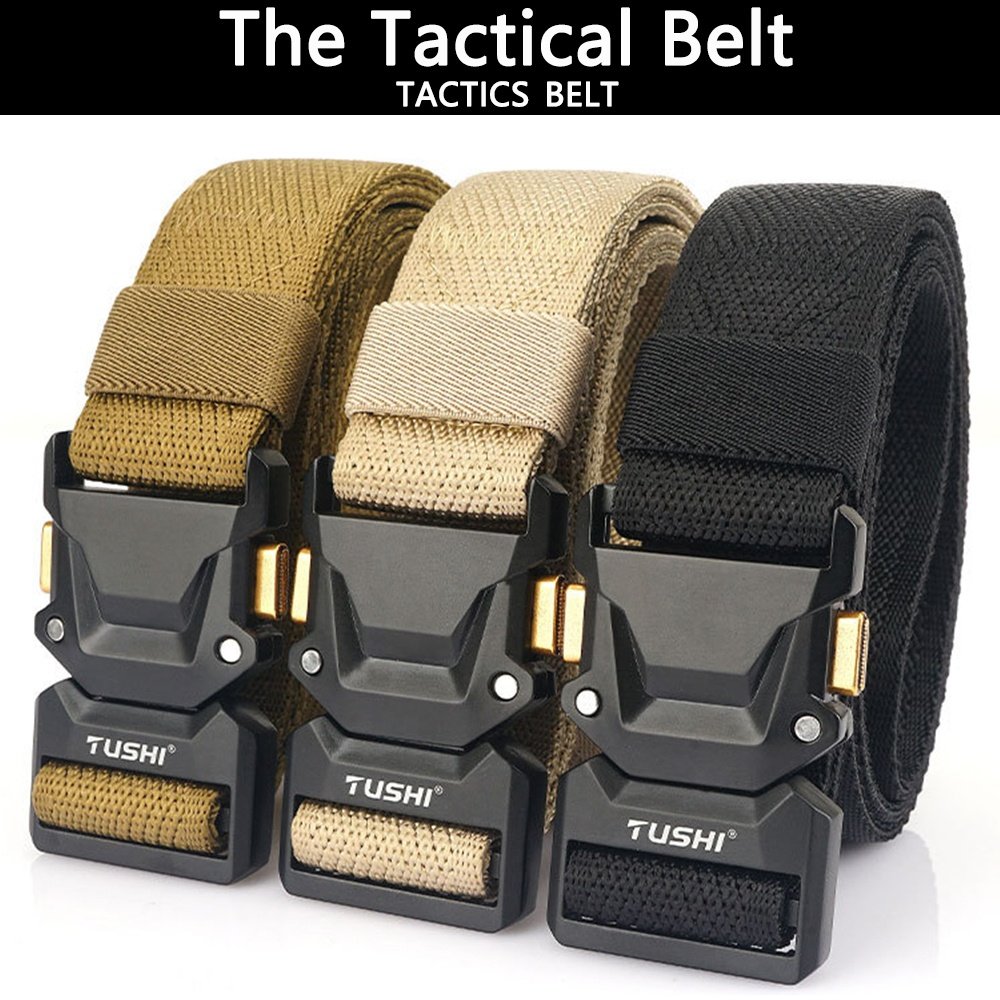 TUSHI Tactical Belt Men Outdoor Patrol Buckle Woven Metal Belt Multi Function Combat Utility Duty Nylon Belt Customized Factory