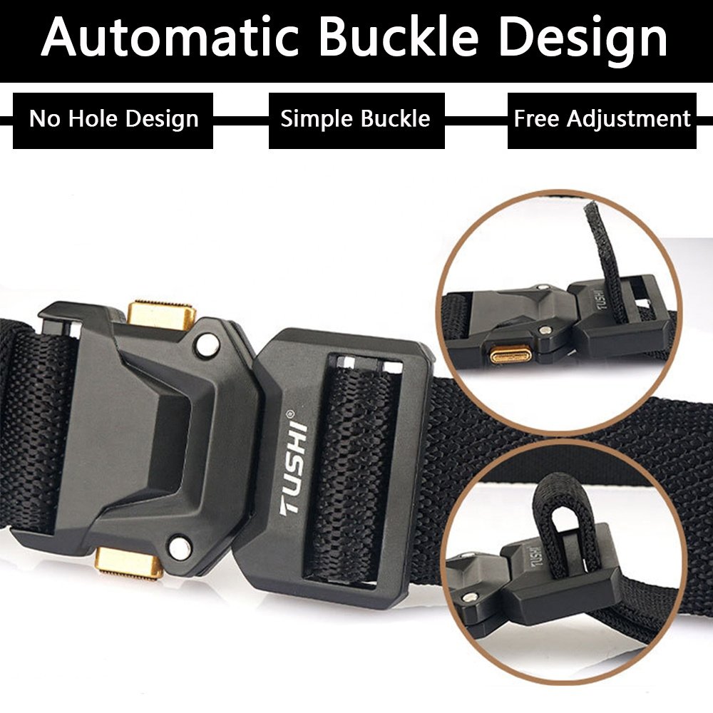 TUSHI Tactical Belt Men Outdoor Patrol Buckle Woven Metal Belt Multi Function Combat Utility Duty Nylon Belt Customized Factory