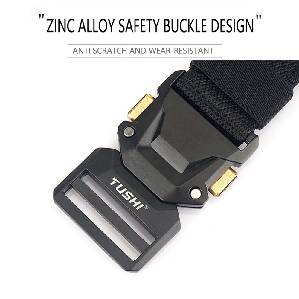 TUSHI Tactical Belt Men Outdoor Patrol Buckle Woven Metal Belt Multi Function Combat Utility Duty Nylon Belt Customized Factory