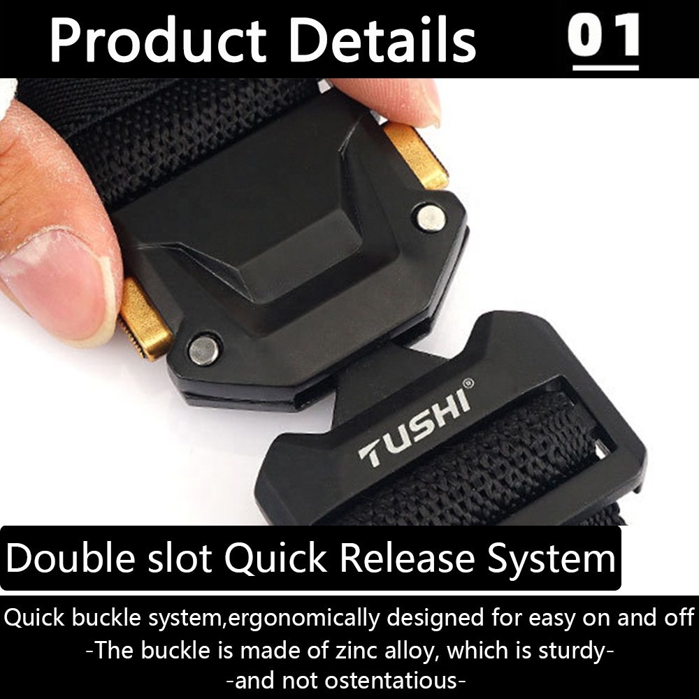 TUSHI Tactical Belt Men Outdoor Patrol Buckle Woven Metal Belt Multi Function Combat Utility Duty Nylon Belt Customized Factory