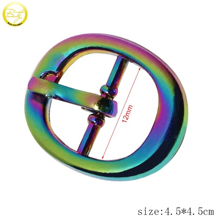 Wholesale rainbow color shoes accessory decorative metal clip roller pin buckle adjuster for mini bags