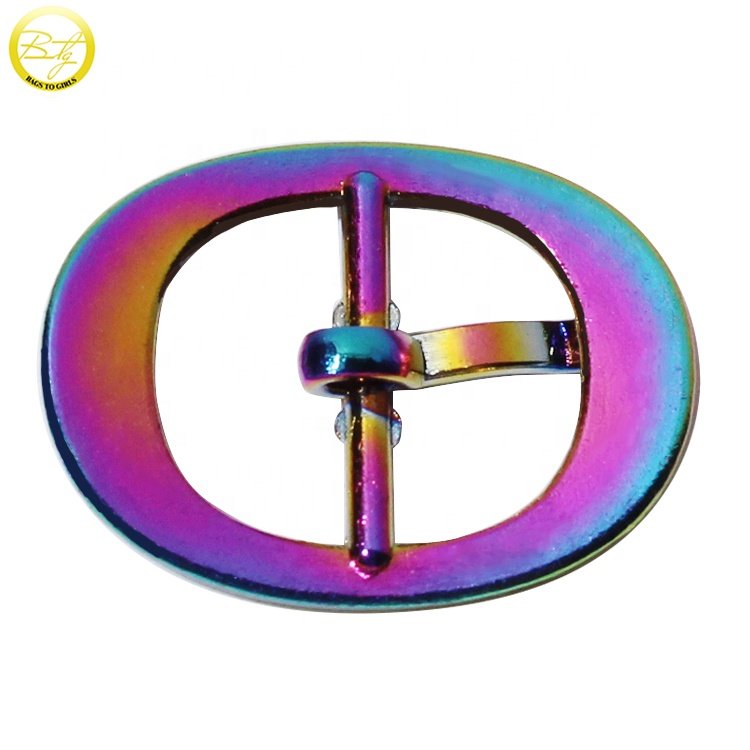 Wholesale rainbow color shoes accessory decorative metal clip roller pin buckle adjuster for mini bags