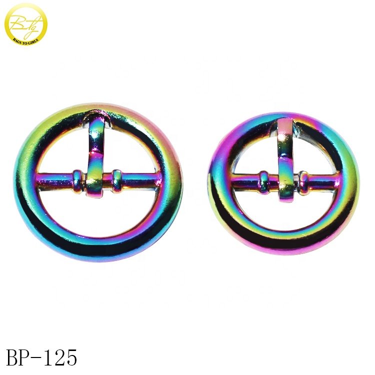 Wholesale rainbow color shoes accessory decorative metal clip roller pin buckle adjuster for mini bags