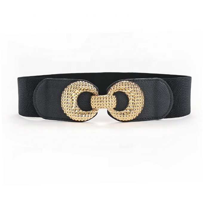 Retro Ladies Elastic Girdle Palace Carved Pair Buckle Combination Fashion Corset Elastic Belt