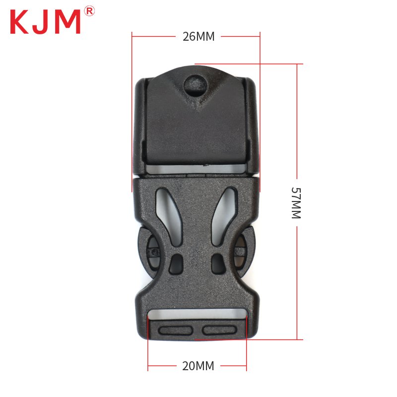 KJM custom multicolored pom recycled nylon webbing plastic 18mm dual adjustable buckle for outdoor hiking accessories